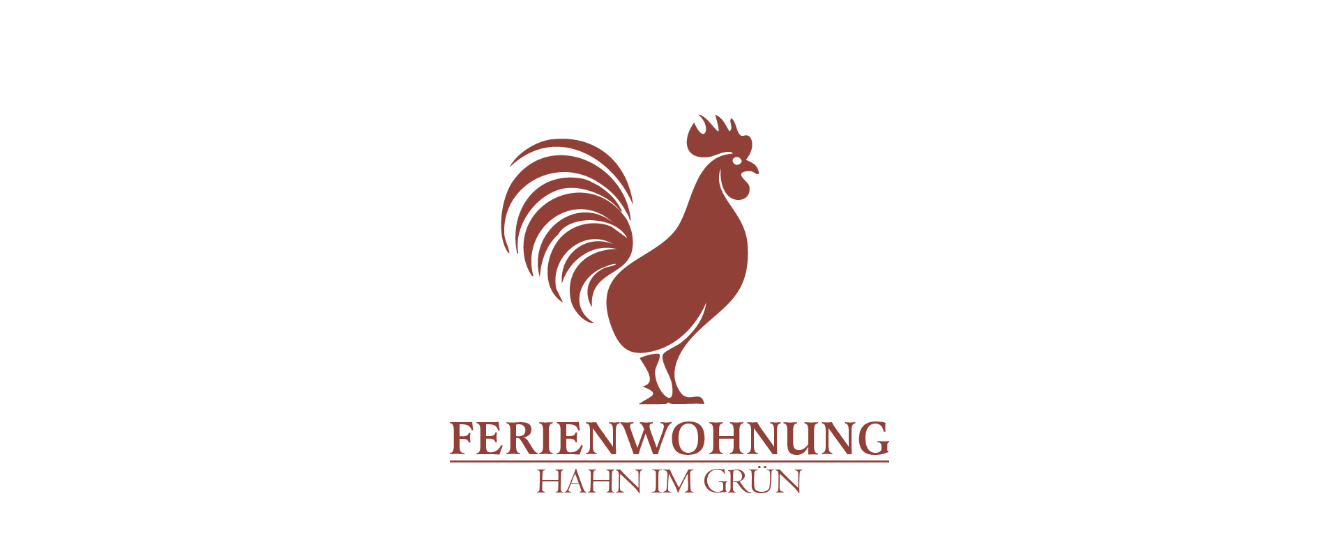 Logo der Ferienwohnung Hahn im Gr&uuml;n mit rotem Hahn-Symbol im Ammerland, Niedersachsen.